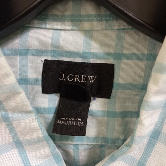 J Crew Mens Button Up Shirt Blue Windowpane Plaid 100% Cotton Size Medium - Picture 3 of 4